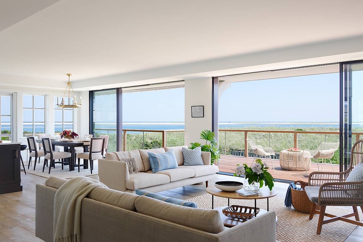 minimal sliding glass walls in open concept