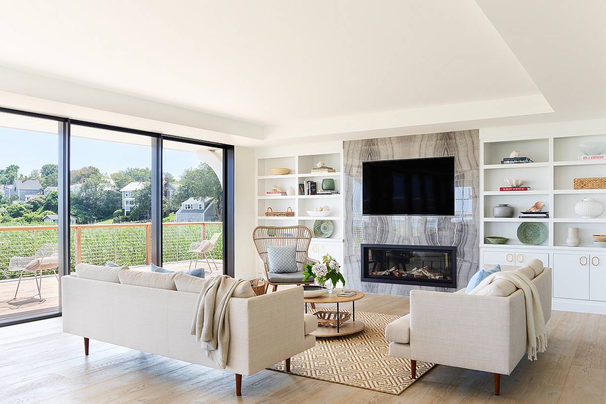minimal framed sliding glass walls