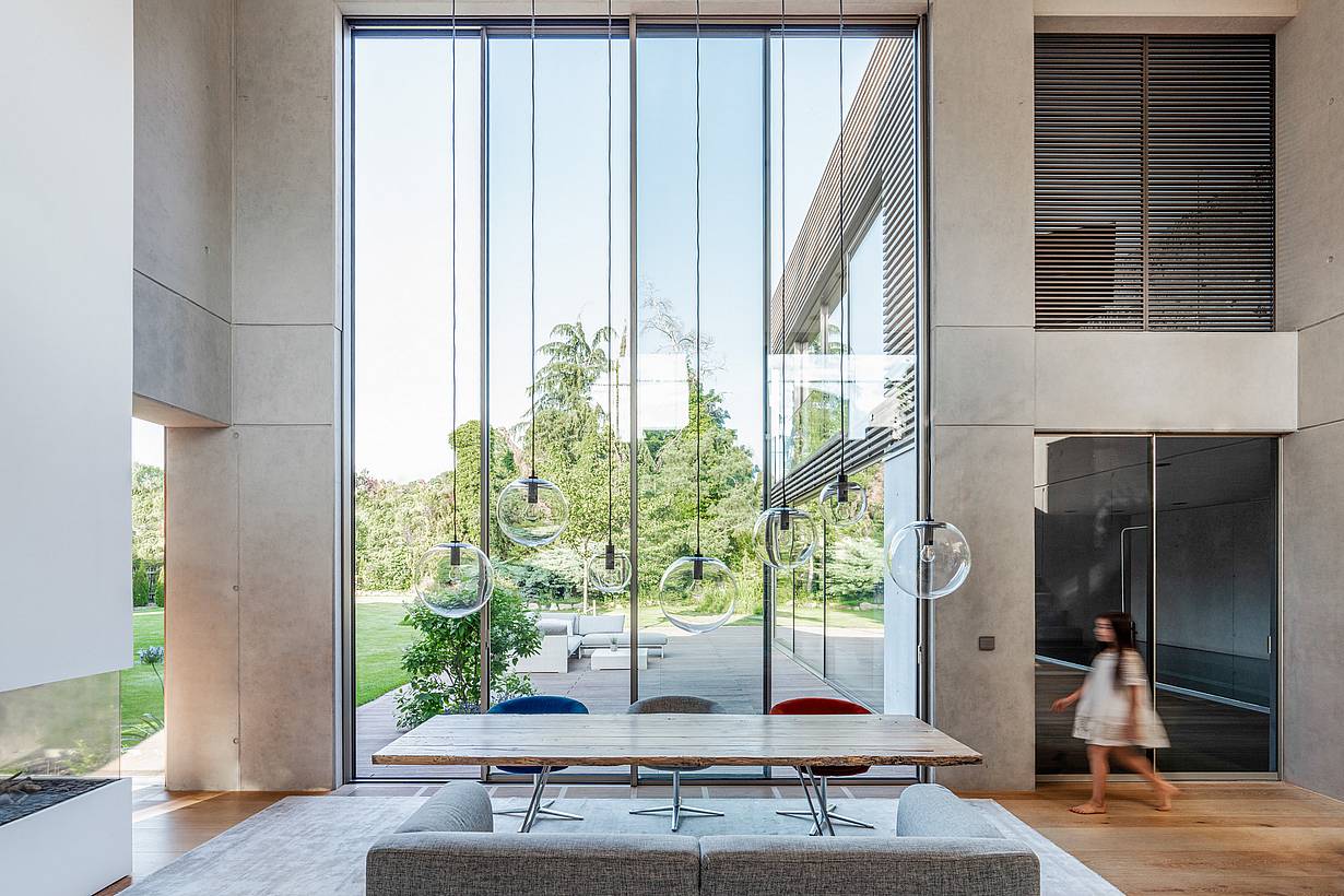minimal sliding glass wall