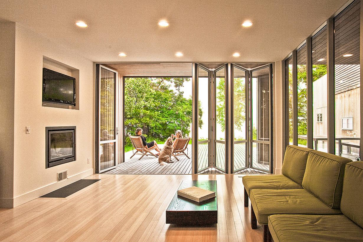 folding door system in sustainable designed home 