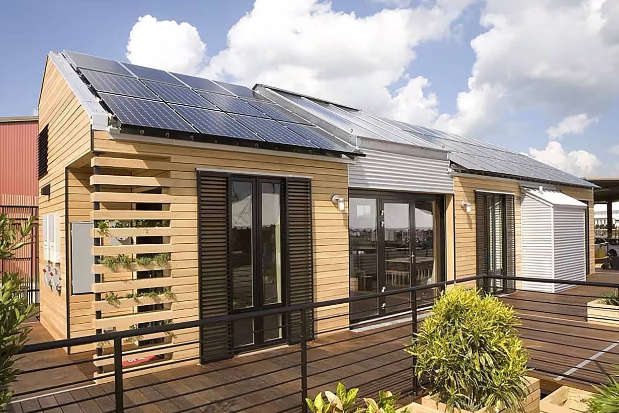 sustainable building design with folding glass wall