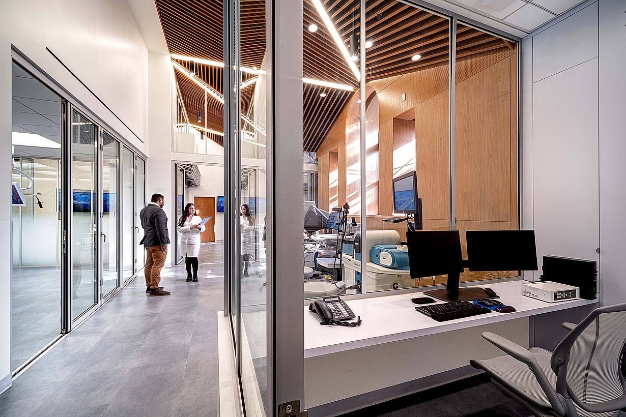 opening glass wall systems in training facility