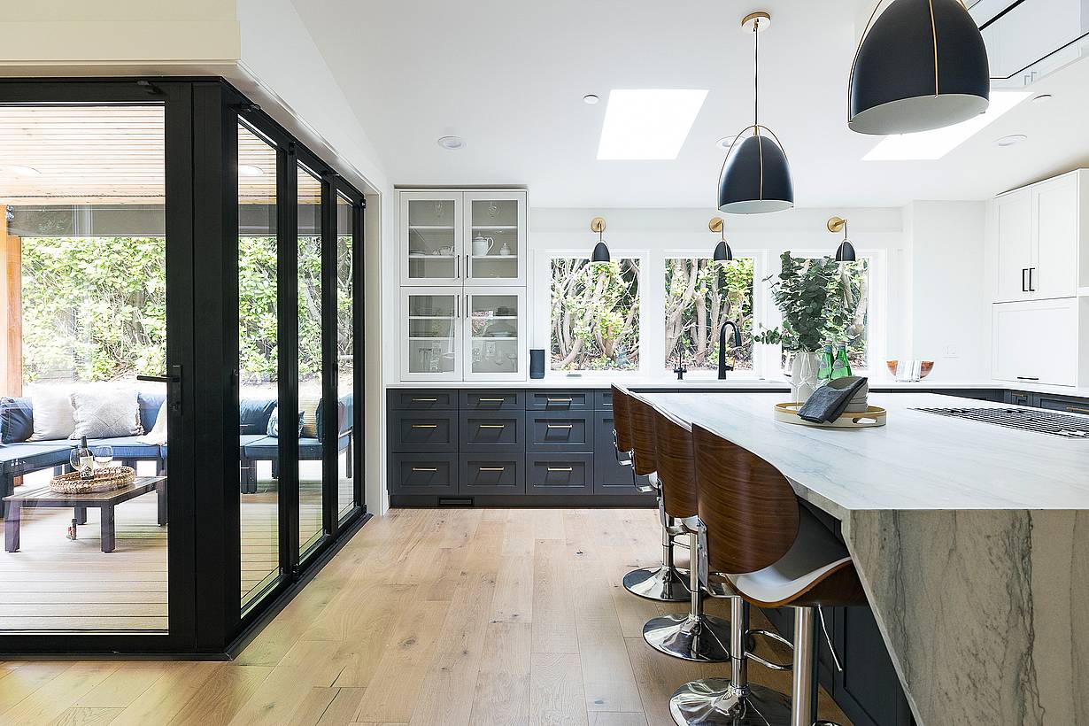 kitchen remodel with folding glass door system