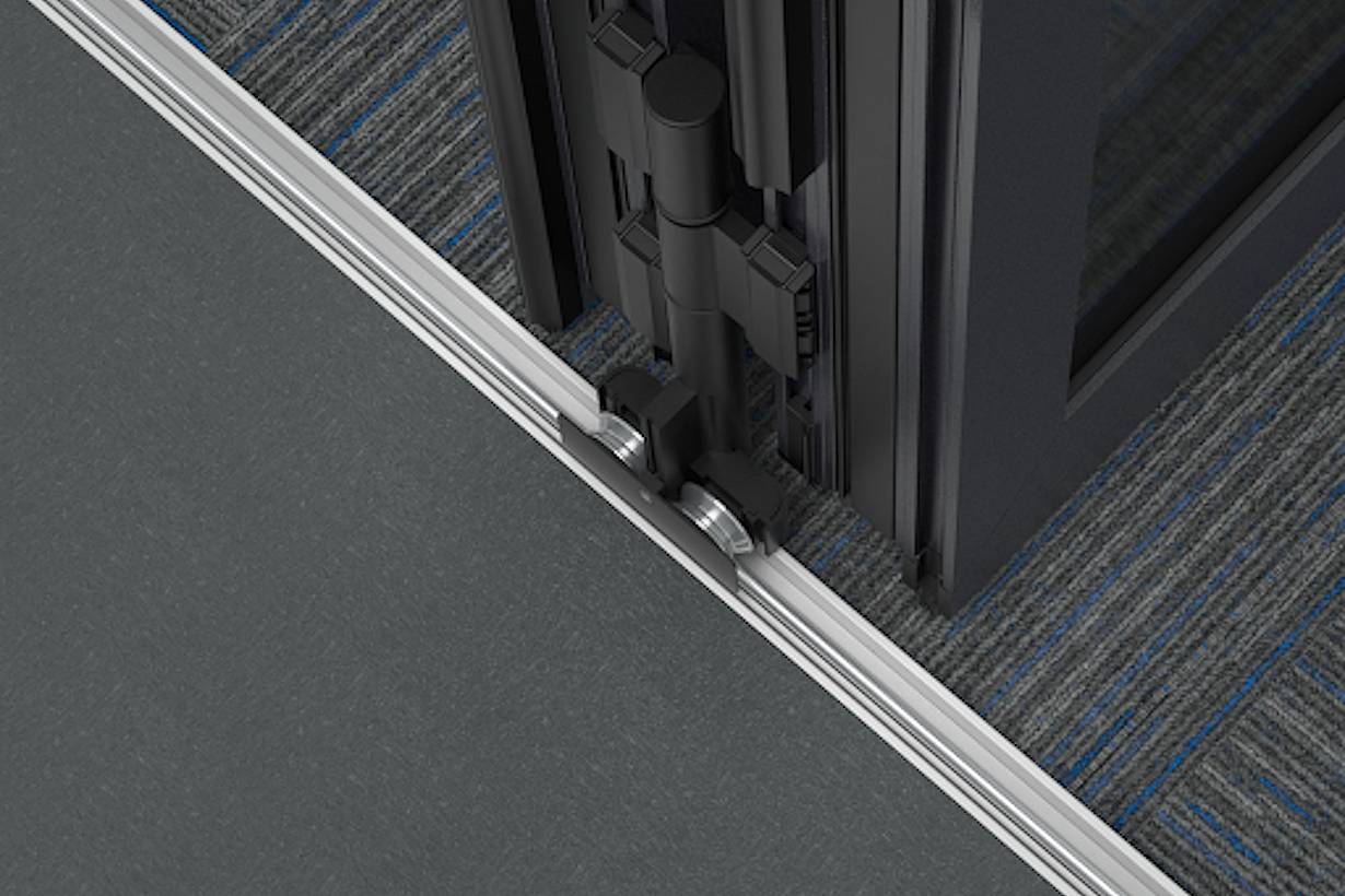 Generation 4 folding door systems with surface mounted flush sill