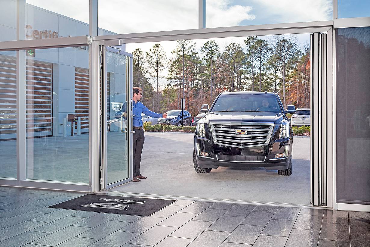 aluminum framed commercial folding glass door system