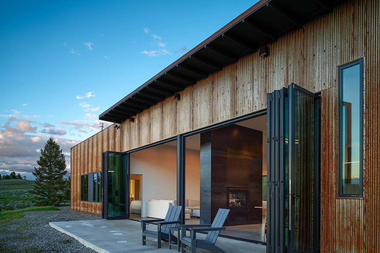 residential folding glass doors with FourFold left-right feature