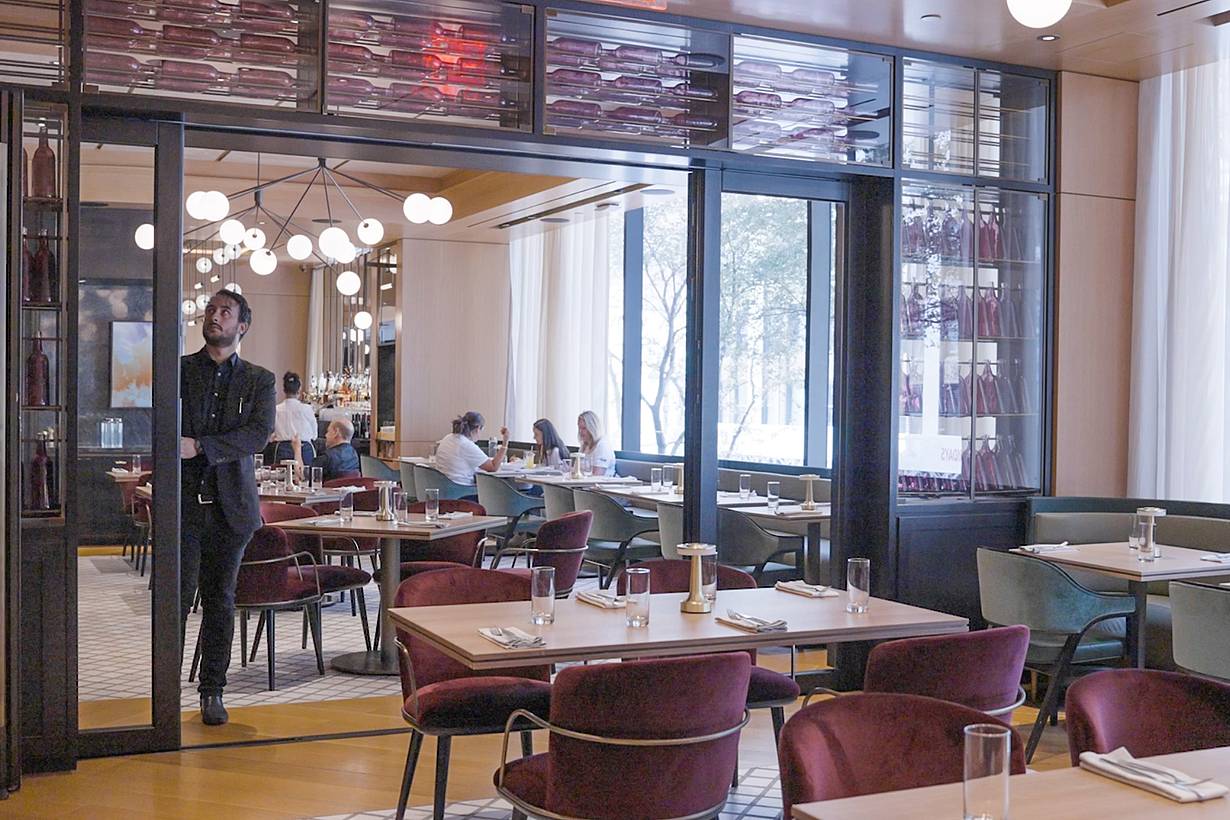 restaurant design with sliding glass door
