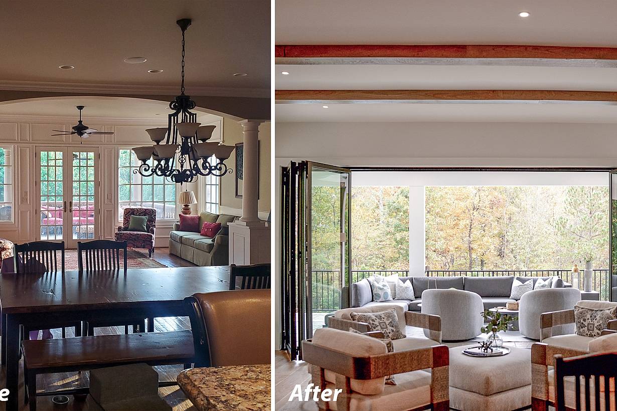 remodel to connection to outdoors with accordion glass doors