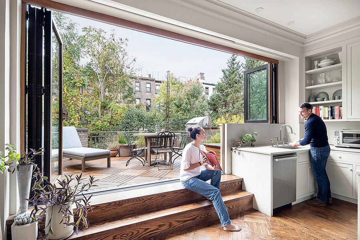 Remodel wood window door combination folding walls