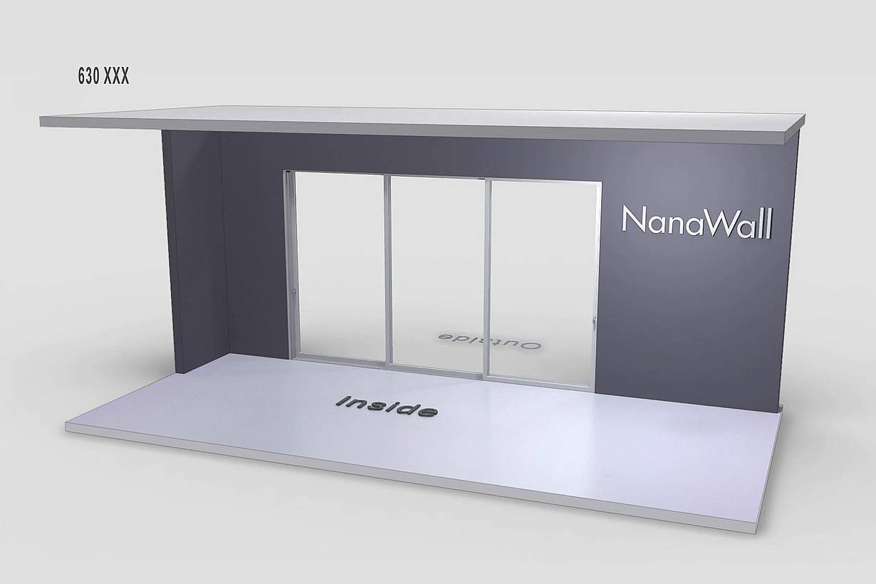 NanaWall MultiSlide 630 non-pocketing configuration: 3-panel sliding glass wall with all panels sliding in both directions on a multi-track system (XXX)