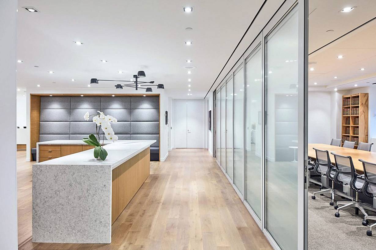 Epstein Cole office interior with SL45 operable glass walls defining conference rooms and circulation areas