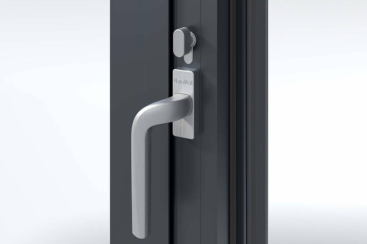NanaWall SL70, SL73 Silver finish cranked handle with thumb