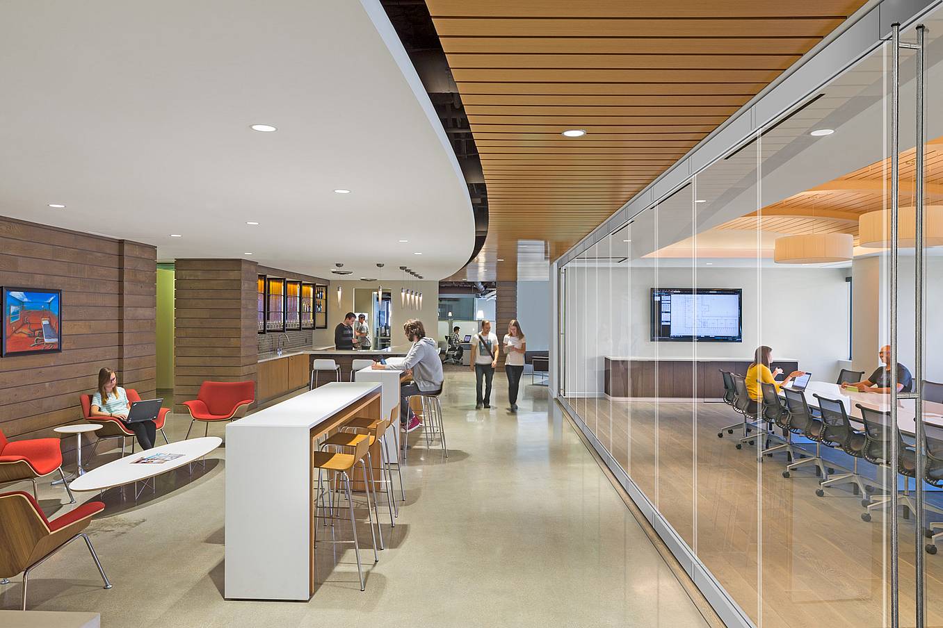 Commercial office space - large opening with acoustical all glass walls