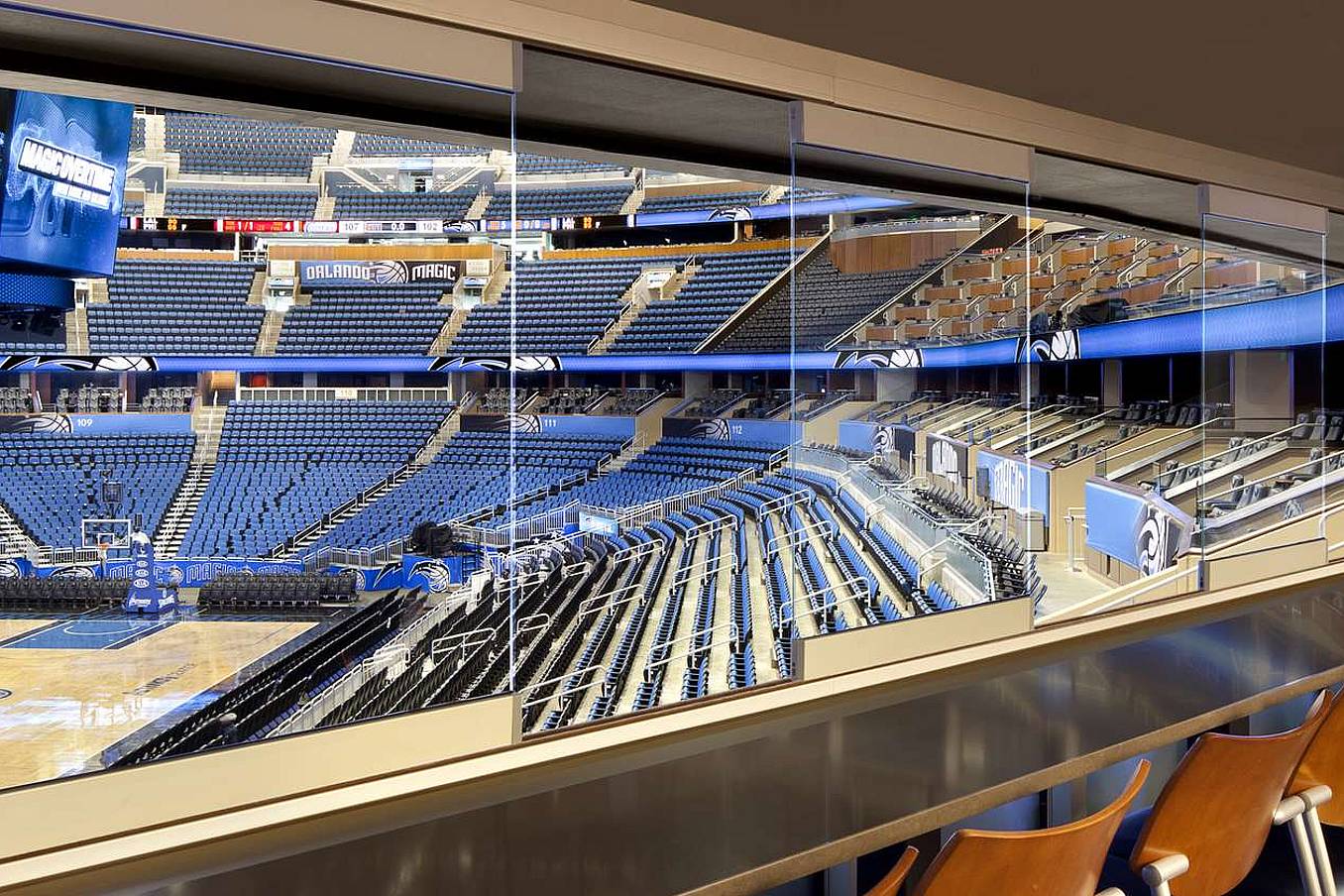Commercial Sliding Glass Walls at Orlando Magic Stadium Arena - Opening Interior