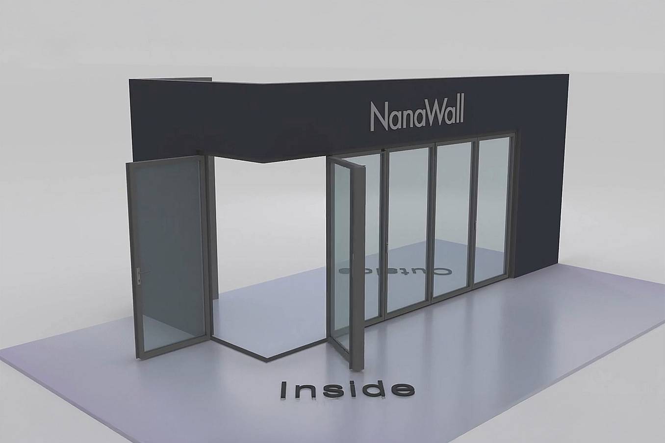NanaWall open-corner configuration: 6-panel folding glass door, inward opening; 1 panel folds left and 5 panels fold right (i1L5R)