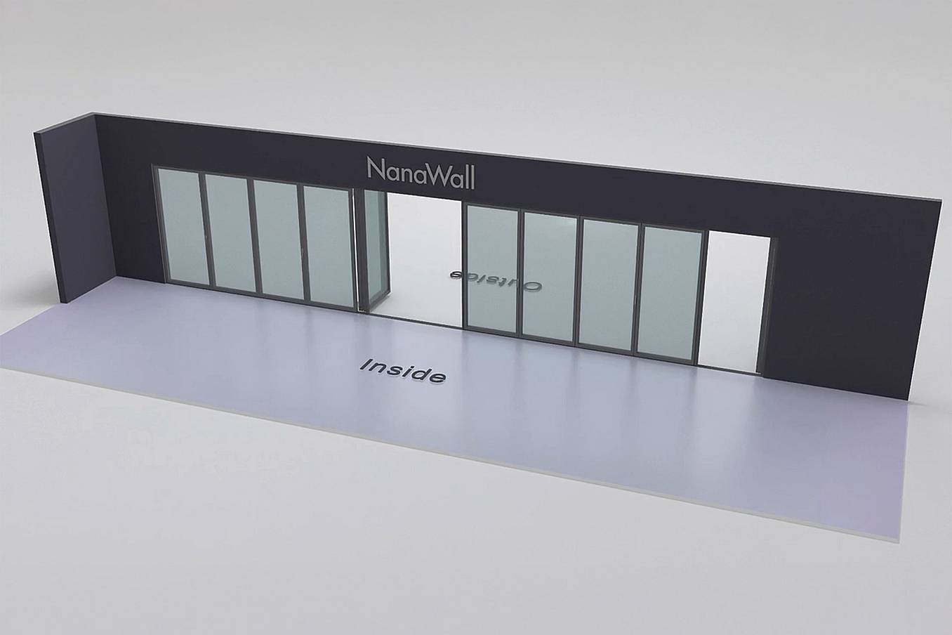 NanaWall 11-panel folding glass door, outward opening; folding sets: 6LR, 4LR, 1R (Fourfold/Sixfold)