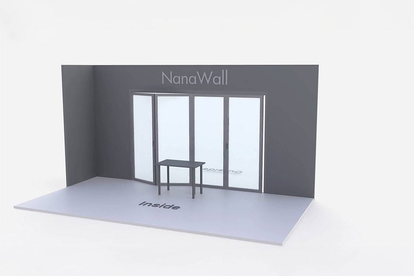 NanaWall Fourfold configuration: 4-panel folding glass door, inward opening; 4-panel set folds left/right (i4LR)