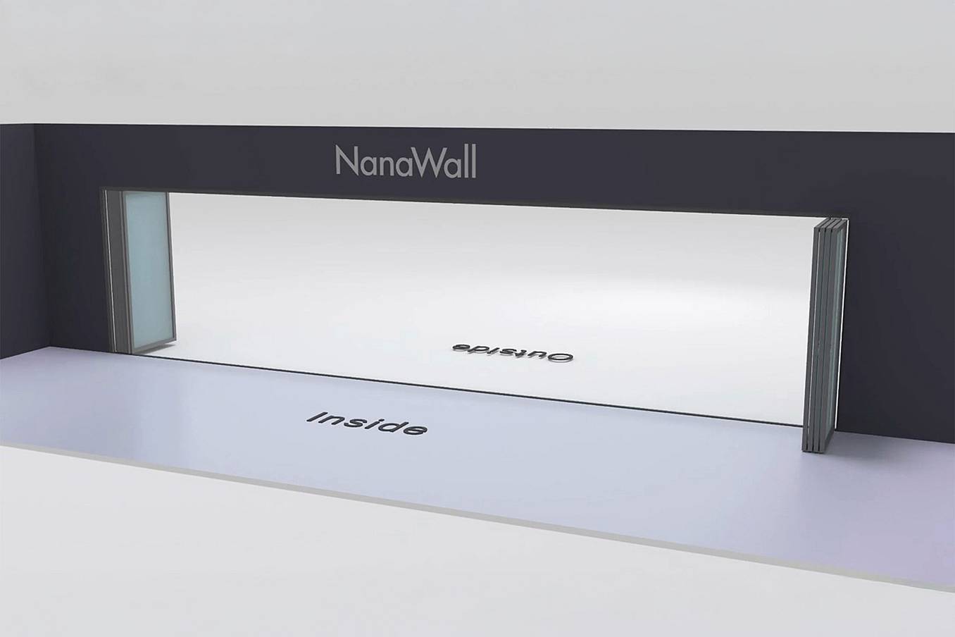 NanaWall inward/outward combination: 10-panel folding glass door; 6 panels open outward to the left and 4 panels open inward to the right (o6L, i4R)