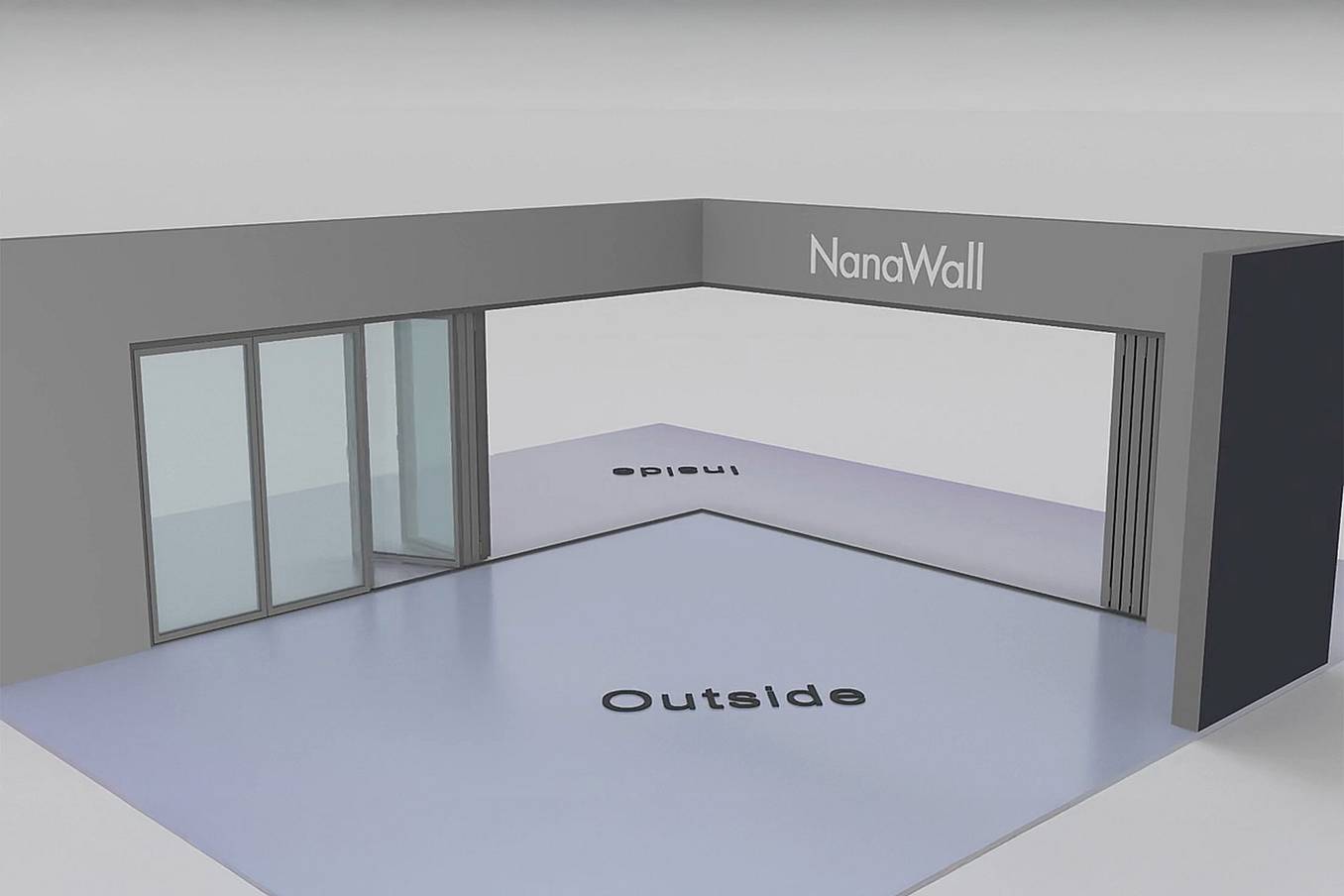 NanaWall open-corner configuration: 11-panel folding glass door, inward opening; 5 panels fold left and 6 panels fold right (i5L6R)