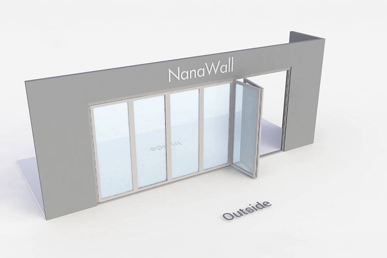 NanaWall standard configuration: 6-panel folding glass door, outward opening; 6 panels fold right (o6R)