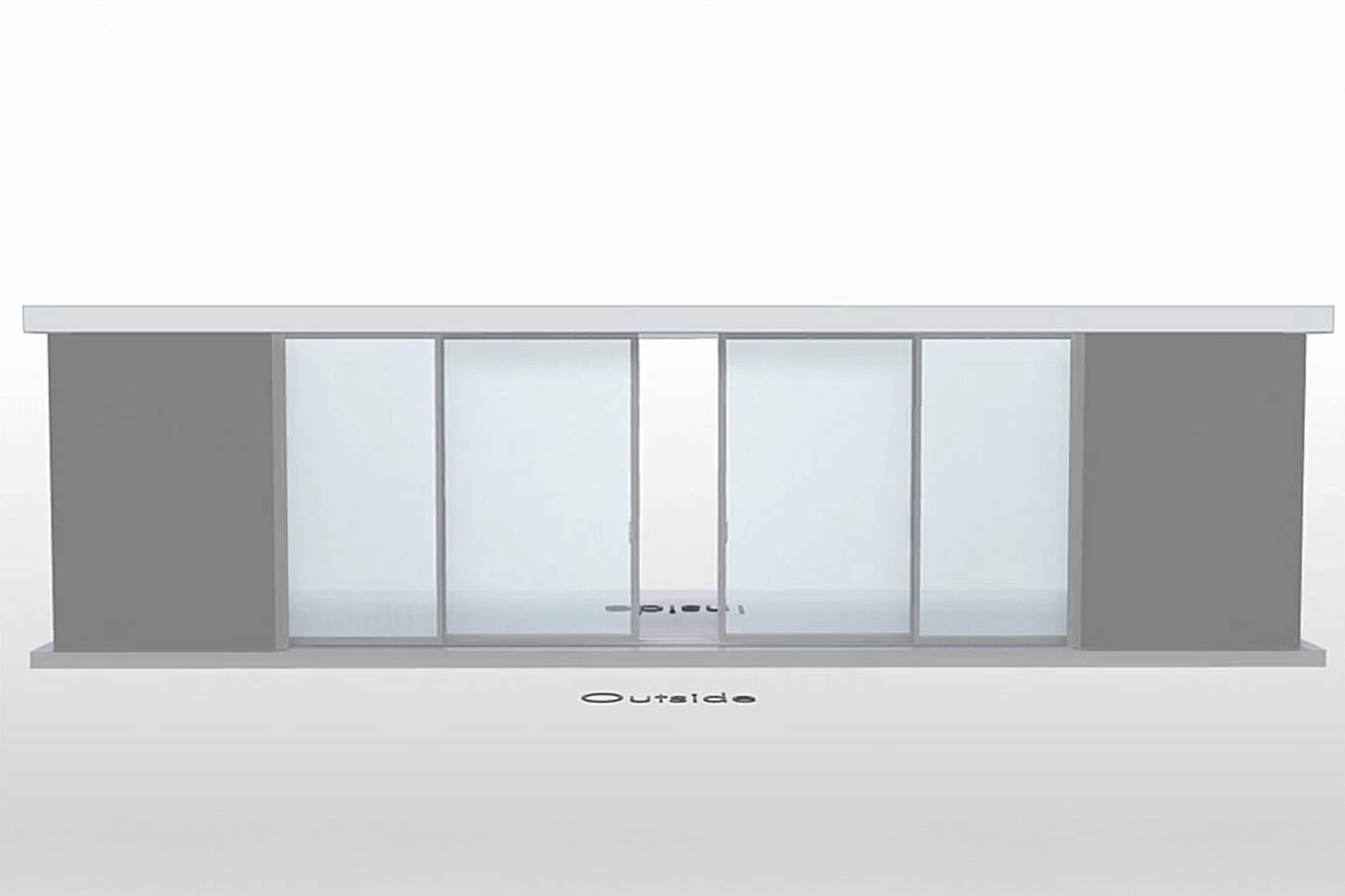 NanaWall Cero III pocketing configuration: 6-panel sliding glass wall with panels sliding and pocketing into concealed wall pockets on both sides (PXXXXP)