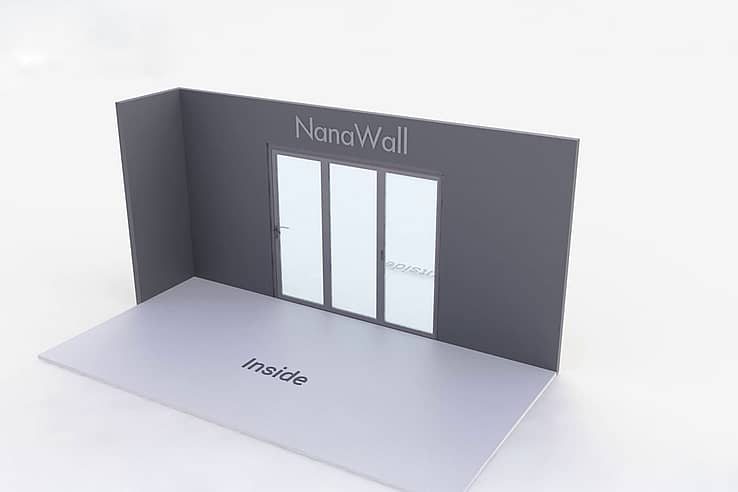 NanaWall standard configuration: 3-panel folding glass door, outward opening; 3 panels fold right (o3R)